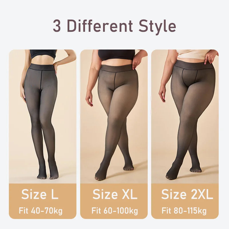 FrostLeggings Thermal Tights – Fleece-Lined Winter Warmth + Sexy Sheer High-Waist Fit